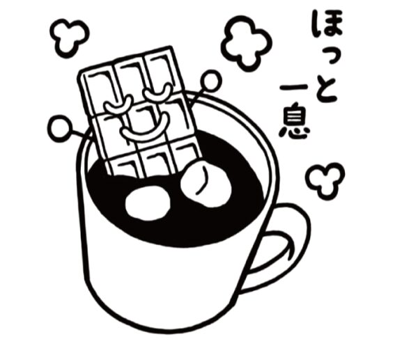 イラストACで人気のイラストレーターとコラボした限定デザインのスタンプ　シヤチハタ OSMO(オスモ)25×30mm はんこ ハンコ　ほっと一息 - 画像 (2)