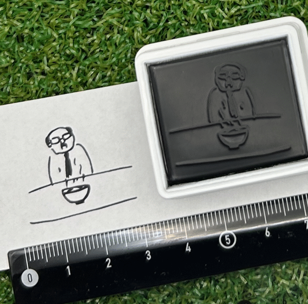イラストACで人気のイラストレーターとコラボした限定デザインのスタンプ　シヤチハタ OSMO(オスモ)25×30mm はんこ ハンコ　食事おじさん